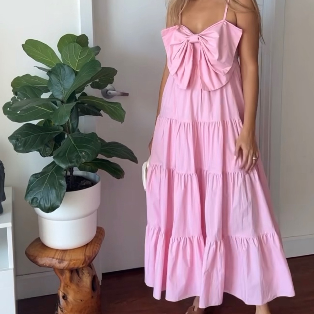 Pink bow maxi dress